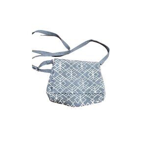 Amani Ya JUU Handcrafted Gray & White Crossbody Bag With Geometric Print Size s